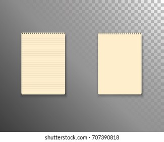 Illustration of Vector Notepad Template. Realistic Vector Blank Notepad TextBook