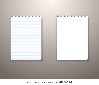 Illustration of Vector Notepad Template. Realistic Vector Blank Notepad TextBook