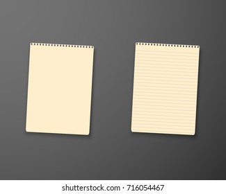 Illustration of Vector Notepad Template. Realistic Vector Blank Notepad TextBook