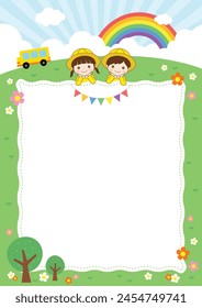 Illustration vector Notification template of the spring background for kids.