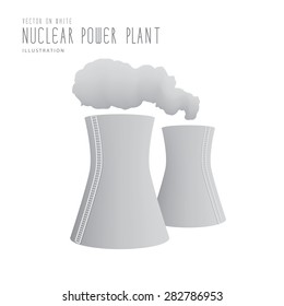 Illustration vector nuclear power plant  flat style.