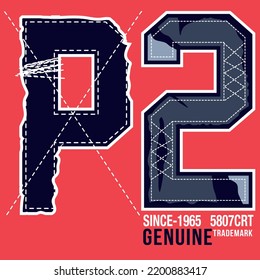 Illustration vector number and text in Patchwork with text in background college style