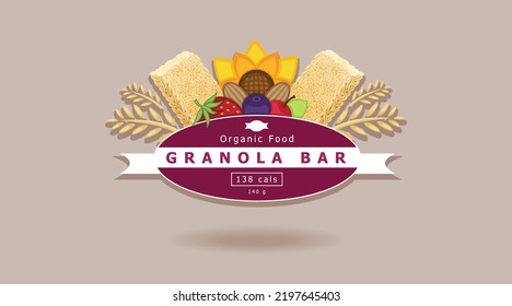 Illustration vector of oatmeal bars as organic snack bars product logo or packaging design template
