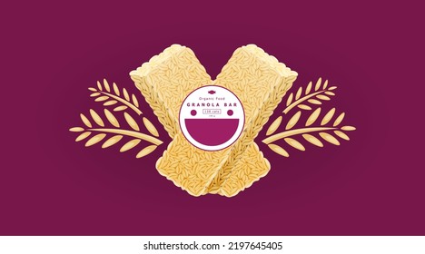 Illustration vector of oatmeal bars as organic snack bars product logo or packaging design template