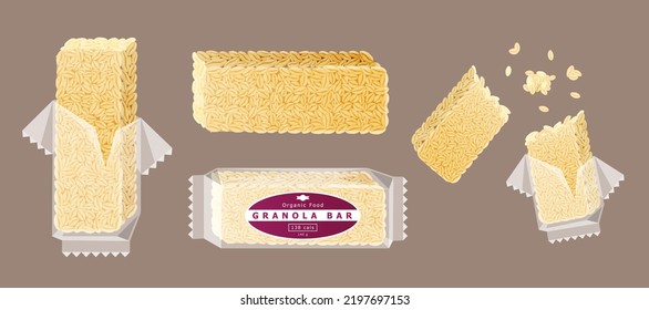 Illustration vector of oatmeal bars as organic snack bars product