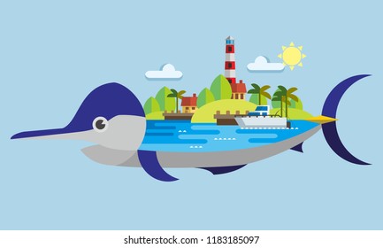 Illustration Vector - Ocean Fish for background.