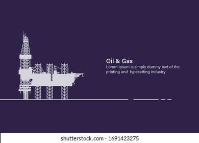 Illustration vector: Ocean oil gas drilling rig offshore platform