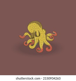 Illustration vector of octopus.Vector engraved illustration for t-shirt, sticker, mascot, cartoon character or NFT character