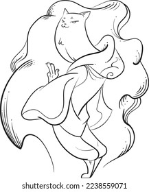 illustration vector of- cartoon cat-fit for-coloring book-t shirt-sticker