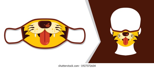Illustrationsvektor von Funny Lion Mouth mit Zunge-Out, in Maskendesign