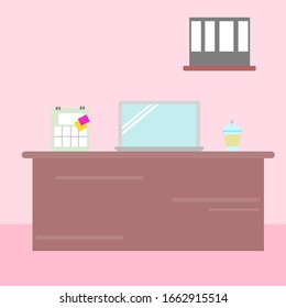 illustration vector Office working desk with notebook, work space