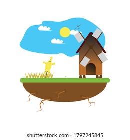 Illustration vector ographic of wheat plantation illustration.Perfect for grain companies and grain mills