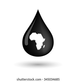 Illustration of a vector oil drop icon with  a map of the african continent