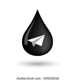 Illustration of a vector oil drop icon with a paper plane
