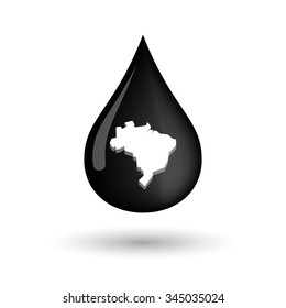 Illustration of a vector oil drop icon with  a map of Brazil