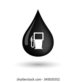 Illustration of a vector oil drop icon with a gas station