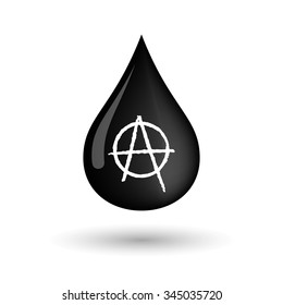 Illustration of a vector oil drop icon with an anarchy sign