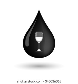 Illustration of a vector oil drop icon with a cup of wine