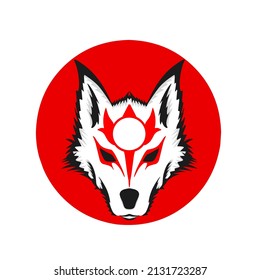 Illustration vector okami head fox mythology from Japan