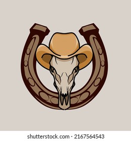 illustration vector of old west,skull and hat,perfect for print,etc.