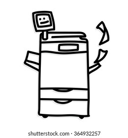 illustration vector on a white background. copier printer. Hand drawing.