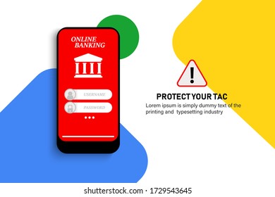 Illustration vector: Online banking, Protect your TAC