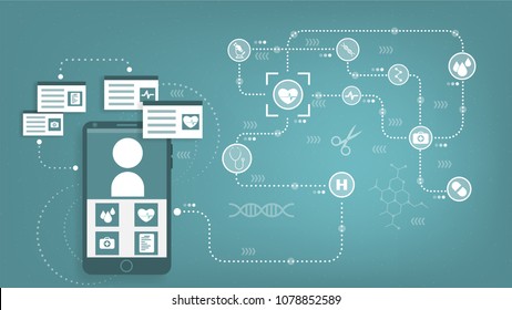 Illustration Vector, Online Mobile Healthcare Provider.