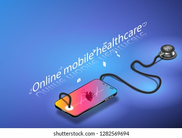 illustration vector, Online mobile healthcare provider.