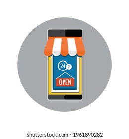 illustration vector online shop 24 hours icon. EPS 10