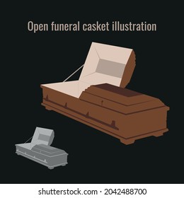 Illustration vector of open funeral coffin