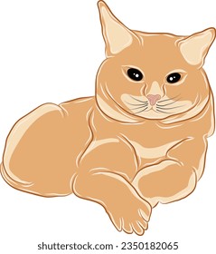 Ilustración o vector de un gato anaranjado tendido mirando hacia adelante.