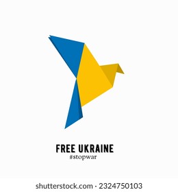 illustration vector of origami dove,symbol of peace,free ukraine and stop war 