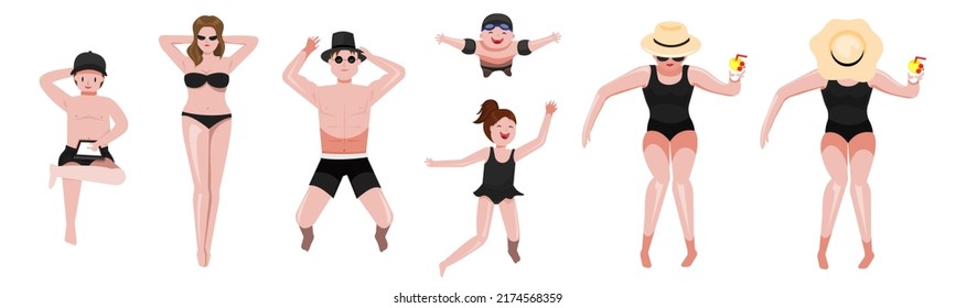 illustration vector outdoor activity people in water at swimming pool  