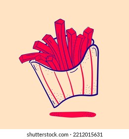 illustration Vector outline French Fries.
