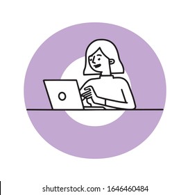 
ILLUSTRATION / VECTOR OUTLINE.
GIRL WORKING WITH COMPUTER IN THE OFFICE 02