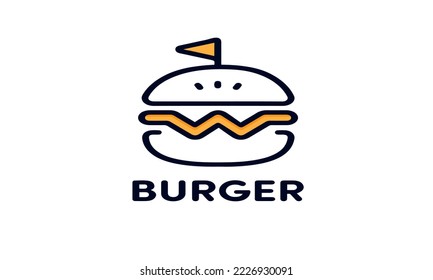 illustration Vector outline Hamburger Burger.
