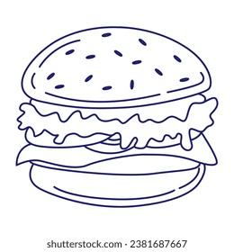 Illustration Vector outline Hamburger Burger. Logo vector illustration. Vector illustration. Editable Stroke. Eps 10. 