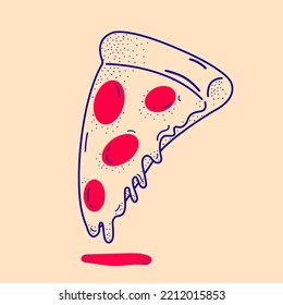 illustration Vector outline pizza. iconpizza