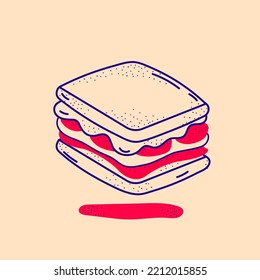 illustration Vector outline sandwich. icon sandwich