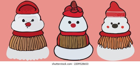 ilustración vector pack de snowman navidad mano dibujar icono de ilustración en estilo de dibujos animados bueno para web 