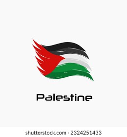 illustration vector of palestine brush flag, grunge style