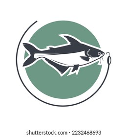 Vector de ilustración de bagre de pangas con estilo de diseño plano para el diseño del logotipo de plantilla restaurante o club de pesca