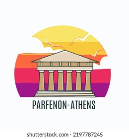 illustration vector of parfenon in athens perfect for print etc,
