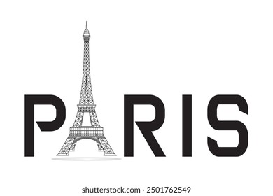 Illustration vector of Paris France symbol with Eiffel tower