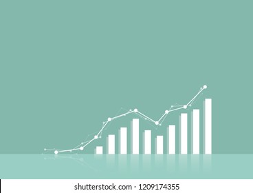 Illustration vector of the particles, geometric art, line and dot of growing graph with space for text. Graphic design concept of business growth and success