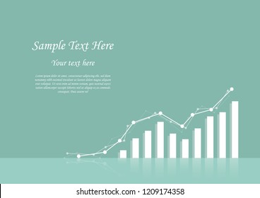 Illustration vector of the particles, geometric art, line and dot of growing graph with space for text. Graphic design concept of business growth and success