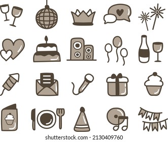 Illustration Vector of Party or celebration Icon Set, Suitable for icon, sticker, and symbol of the film