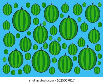 illustration vector pattern wallpaper fresh watermelon intact green with blue background