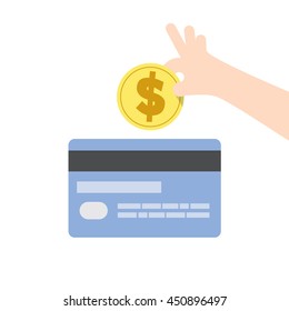 Illustration Vector Paying Off Credit Card Debt. Finance Concept.