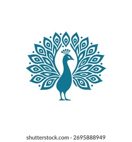 Vector de ilustración de Plantilla de logotipo de pájaro de pavo real sobre fondo blanco